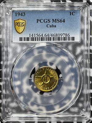 1943 Caribbean 1 Centavo PCGS MS64 Lot#G4718 Choice UNC!
