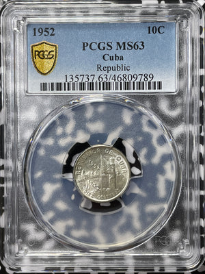 1952 Caribbean 10 Centavos PCGS MS63 Lot#G4720 Silver! Choice UNC!