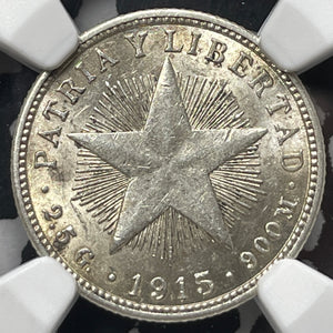 1915 Caribbean 10 Centavos NGC MS61 Lot#G4647 Silver! Nice UNC!