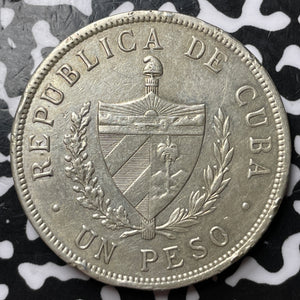 1934 Caribbean 1 Peso Lot#JM6998 Large Silver Coin! Nice Detail, Rim Nicks