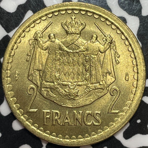 (1945) Monaco 2 Francs Lot#M7640 High Grade! Beautiful!