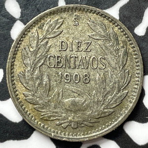1908-S Chile 10 Centavos Lot#D3663 Silver!