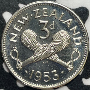 1953 New Zealand 3 Pence Threepence Lot#M7240 Proof!