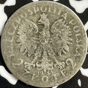 1933 Poland 2 Zlote Lot#D6264 Silver!