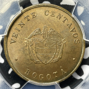 1901 Colombia Bogota Leper Colony 20 Centavos PCGS MS63 Lot#G5492 Top Graded!