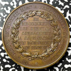 1834 Switzerland Geneva Jean-Jacques Rousseau Monument Medal By Bovy Lot#OV1180