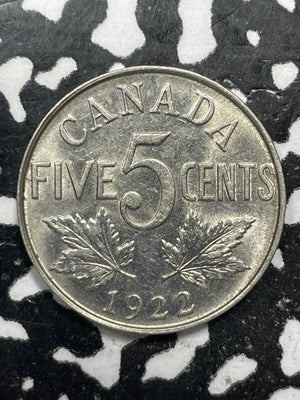 1922 Canada 5 Cents Lot#M0653 High Grade! Beautiful!