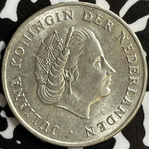 1964 Netherlands Antilles 1 Gulden Lot#D6251 Silver! High Grade! Beautiful!