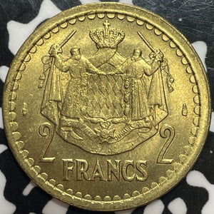 (1945) Monaco 2 Francs Lot#M7641 High Grade! Beautiful!