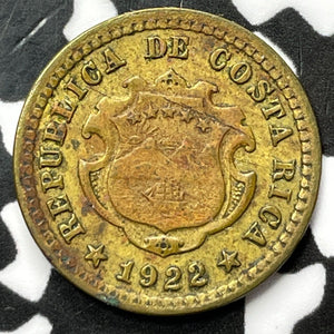 1922 Costa Rica 5 Centimos Lot#D2258