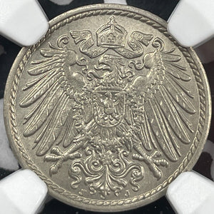 1905-J Germany 5 Pfennig NGC MS64 Lot#G4694 Choice UNC!