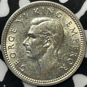 1944 New Zealand 3 Pence Threepence Lot#M6651 Silver! High Grade! Beautiful!