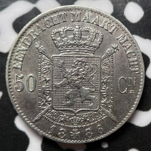 1886 Belgium 50 Centimes Lot#JM6185 Silver! High Grade! Beautiful!