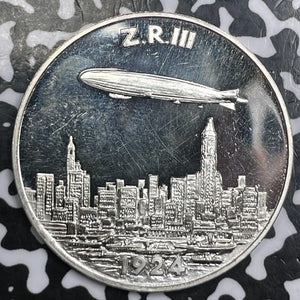 "1924" (1963) Germany LZ-126 Over NYC Graf Von Zeppelin Medal Lot#JM6399 Silver!