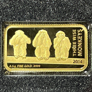 2014 Tanzania 1500 Shilling Three Wise Monkeys (20 Available)(1 Coin Only) Gold!