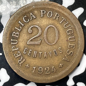 1924 Portugal 20 Centavos Lot#M4004