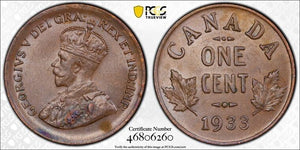 1933 Canada Small Cent PCGS MS62BN Lot#G4564-B Nice UNC!