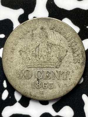 1865-K France 50 Centimes Lot#M4147 Silver!