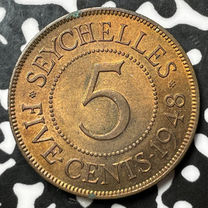 1948 Seychelles 5 Cents Lot#M8124 High Grade! Beautiful!