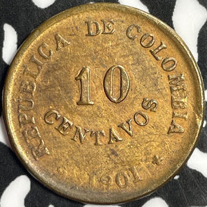 1901 Colombia Leper Colony 10 Centavos Lot#M9564 Nice!