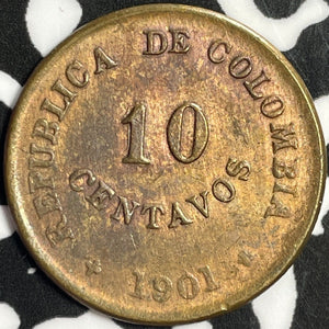 1901 Colombia Leper Colony 10 Centavos Lot#M9563 Nice!