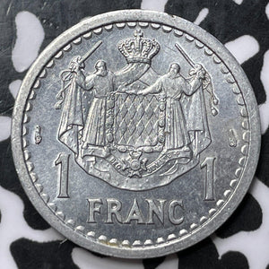 (1943) Monaco 1 Franc Lot#D2309 High Grade! Beautiful!