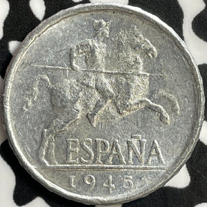 1945 Spain 5 Centimos Lot#D2087 High Grade! Beautiful!