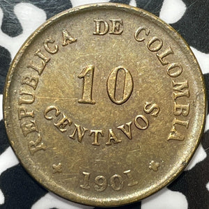 1901 Colombia Leper Colony 10 Centavos Lot#M6234 Nice!