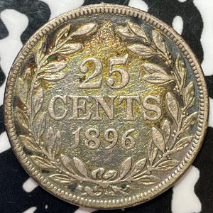 1896-H Liberia 25 Cents Lot#M6604 Silver! Scarce!