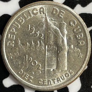 1952 Caribbean 10 Centavos Lot#D4333 Silver! High Grade! Beautiful!