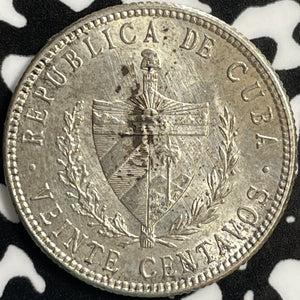 1920 Caribbean 20 Centavos Lot#E0222 Silver! High Grade! Beautiful!