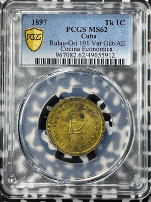 1897 Caribbean Cocina Economica 1 Centavo Token PCGS MS62 Lot#G8596 Rulau-Ori101