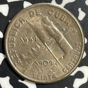 1952 Caribbean 20 Centavos Lot#E7889 Silver! High Grade! Beautiful!