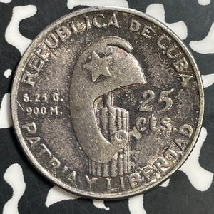 1953 Caribbean 25 Centavos Lot#E7896 Silver! High Grade! Beautiful!