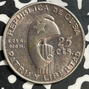 1953 Caribbean 25 Centavos Lot#E7898 Silver! High Grade! Beautiful!