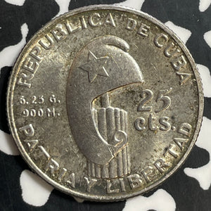 1953 Caribbean 25 Centavos Lot#E7913 Silver! High Grade! Beautiful!