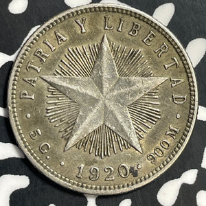 1920 Caribbean 20 Centavos Lot#E7998 Silver! Nice!