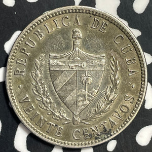 1920 Caribbean 20 Centavos Lot#E7998 Silver! Nice!