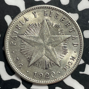 1920 Caribbean 20 Centavos Lot#T1396 Silver! High Grade! Beautiful!