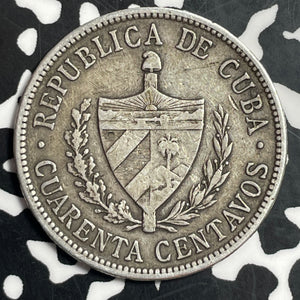 1915 Caribbean 40 Centavos Lot#T1597 Silver!