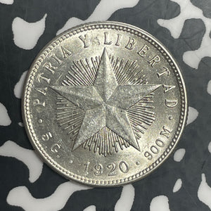 1920 Caribbean 20 Centavos Lot#T3661 Silver! High Grade! Beautiful!