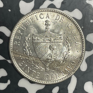 1920 Caribbean 20 Centavos Lot#T3661 Silver! High Grade! Beautiful!