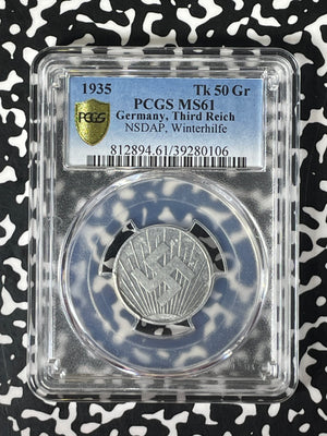 1935 Germany Third Reich NSDAP Winterhilfe 50 Groschen Token PCGS MS61 Lot#G208