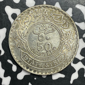 1929 Syria 50 Piastres Lot#JM9487 Silver! Nice!