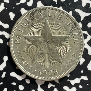1934 Caribbean 1 Peso Lot#JM9574 Large Silver! Nice Details, Cleaned