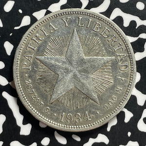 1934 Caribbean 1 Peso Lot#JM9582 Large Silver! Old Cleaning