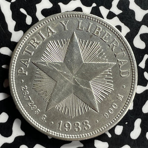 1933 Caribbean 1 Peso Lot#JM9777 Large Silver! Beautiful Detail, Cleaned