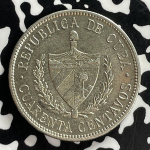 1915 Caribbean 40 Centavos Lot#T7231 Silver! Nice!