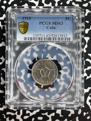 1915 Caribbean 5 Centavos PCGS MS63 Lot#G909 Choice UNC!