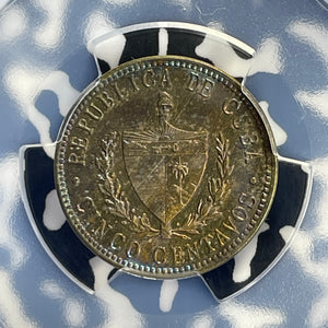 1943 Caribbean 5 Centavos PCGS MS63 Lot#G910 Beautiful Toning! Brass
